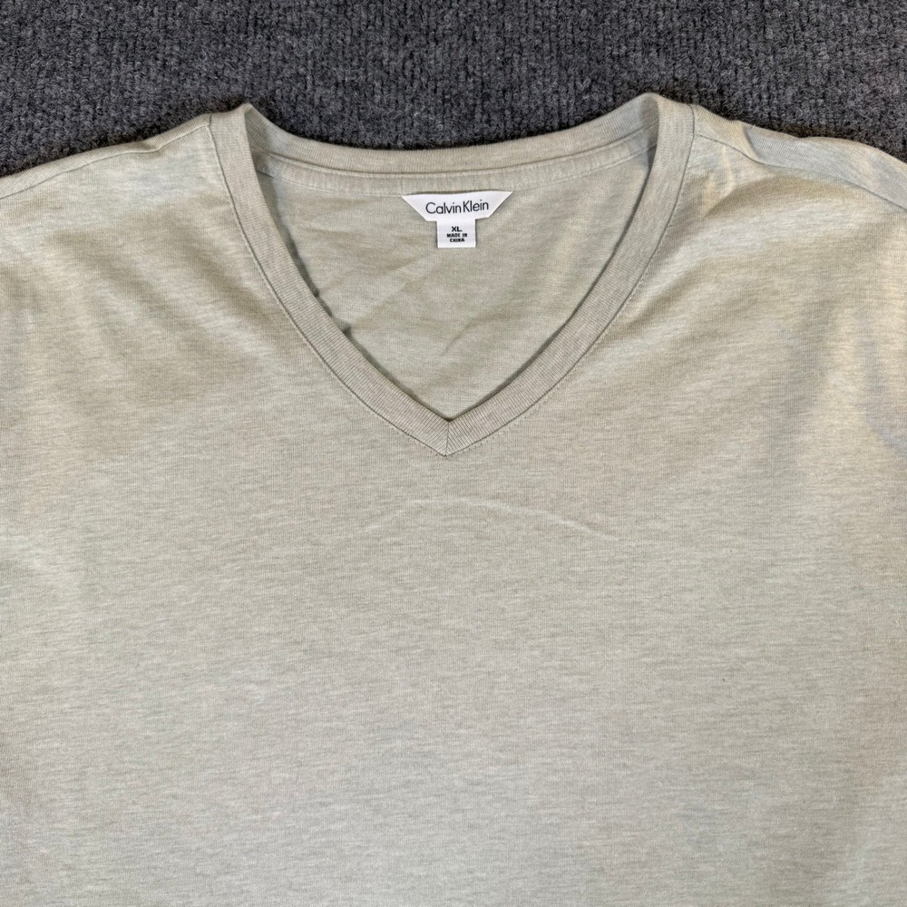 Calvin Klein Mens XL V-Neck T-Shirt Light Green Short Sleeve Cotton #4068